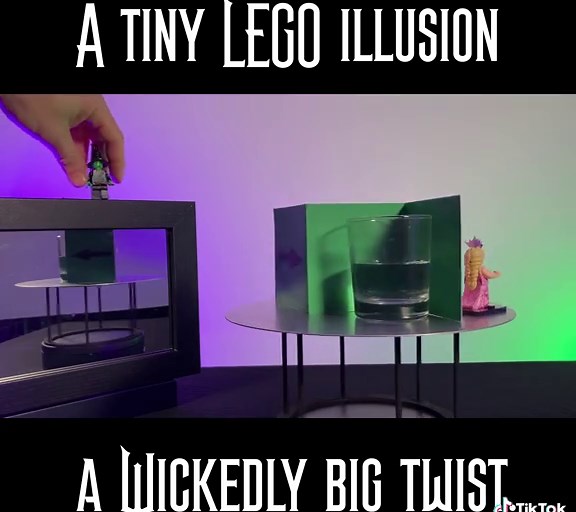 A tiny LEGO illusion with a wickedly big twist. A new illusion design based upon some optical deception. No sneaky edits. This isn’t the place for posting spoilers or demanding free tutorials. #opticalillusion #illusion #sciencemagic #magic #magician #wicked #lego #elphaba #glinda #wizardofoz