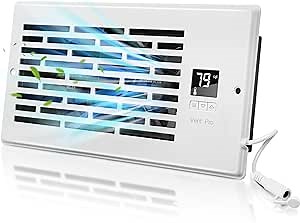 Saillong Smart Quiet Register Booster Fan with Intelligent Thermostat Control, Fits 4'' x 10'' Register Holes, Cooling Heating Smart AC Vent White, 160 CFM