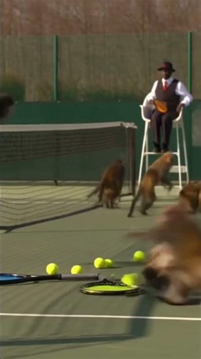 Monkey Riot on Tennis Court 🐒🎾😂 | Hilarious Chaos #Shorts
