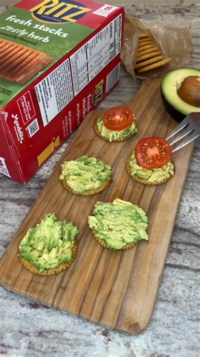 Make avocado toast snackable using RITZ Zesty Herb Fresh Stacks | Ritz Crackers