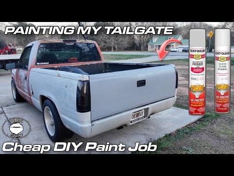 Cheap DIY Tailgate Paint Job On My OBS🎨