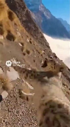 Snow Leopard Hunts Ibex: Dramatic Fall from Cliff #SnowLeopardHunt #WildlifeDrama #NatureFalls