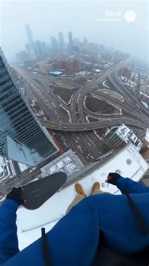 Pure Insanity at 1,000 feet!😱#Rooftopping #Skate #Extreme #POV #Adrenaline #SnowCity #Skyscraper