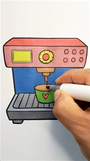 Colorista Printable Coloring Page – Espresso Coffee Machine Line Art with Heart Cup