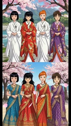 #Kagome, #Sango, #Gwen & #Julie: Anime vs Cartoon Walk 🌸✨ #Shorts