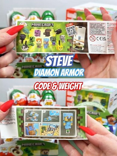 🟫 MINECRAFT Kinder Joy Code & Weight VC314 Steve Diamond Armor Unpacking!