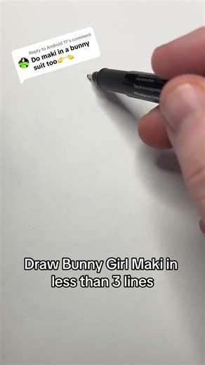 Drawing Bunny Girl Maki in 3 Lines Challenge