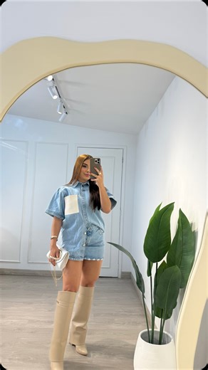 one five on Instagram: "Blusón Denin + minifalda denim 💙"