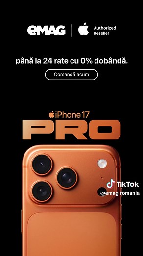 Este aici și e gata de comandă! 🚀 Noul iPhone 17 te așteaptă pe eMAG. Deschide aplicația, comandă-l acum și plătește în până la 24 de rate fără dobândă. Completează-ți experiența cu accesoriile preferate! 📱