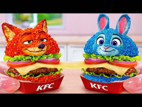 Best Fast Food 💖 Miniature Nick and Judy Mozzarella KFC Cheese Burger 🍟 Tina Mini Cooking