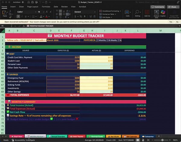 Budget Tracker Spreadsheet Monthly Budget Planner Google Sheets Excel Savings Debt Net Worth Tracker Personal Finance Template - Etsy