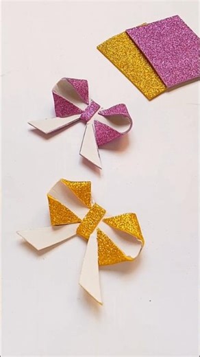 Diy glitter paper bow make idea 🎀//glitter paper crafts tutorial// #glittertopper #partydecorations