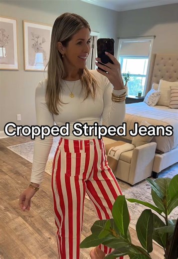 These striped jeans are so cute! #trendypants #stripedpants #StretchyJeans #TikTokShopCreatorPicks #TikTokShopStockUp