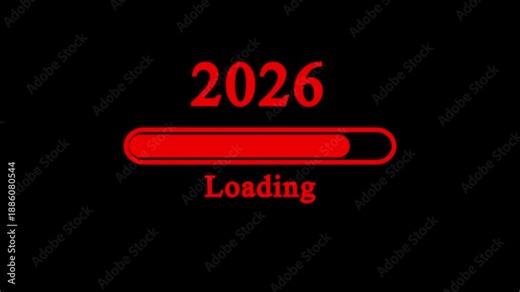 Modern 2026 loading bar overlay featuring a clean progress bar with animated loading motion and text positioned at the bottom. Designed on a dark or transparent background, this overlay represents