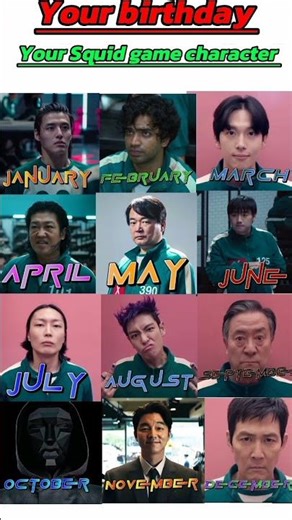 #squidgame/your birthday your Squid game character 🗿...