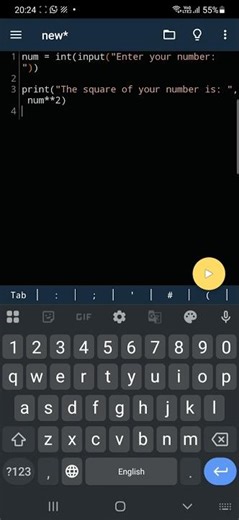 A simple python command to calculate the square of any number given as input #viral #coding #tech