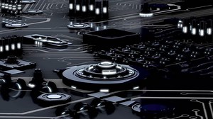 Futuristic circuit board with glowing components Premium Stock Video Footage