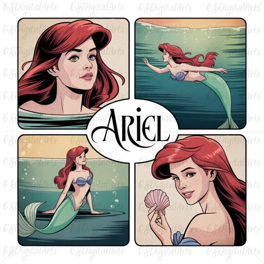 Ariel PNG, Mermaid Princess Clipart - Etsy
