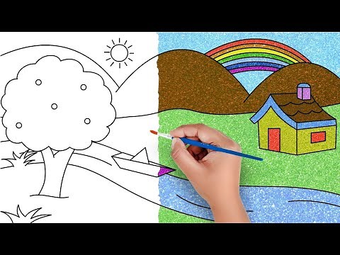 How to Draw Simple Landscape Picture | Drawing, Painting and Coloring for Kids, Toddlers