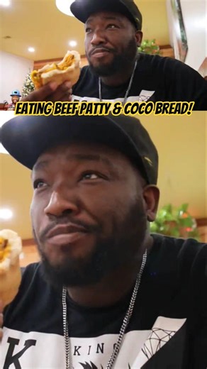Taste Testing Jamaican beet patty and Coco Bread! #shorts