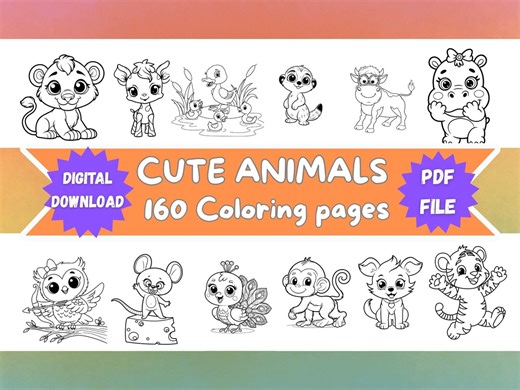 160 Animals Coloring Pages for Kids | PDF File (A4, US Letter) | Instant Digital Download - Etsy