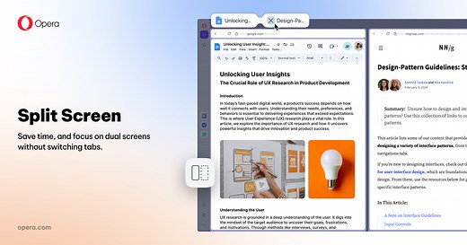 Split Screen | Dual window browser | Opera