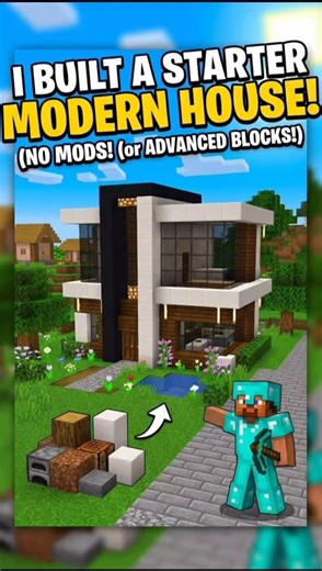 I build a starter modern house in Minecraft