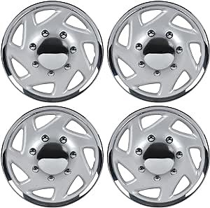 BDK 4-Pack Premium 16" Wheel Rim Cover Hubcaps OEM Style Replacement for Ford E150 E250 E350 Econoline F-150 F-250 F-35 F-250 F-350, Snap On Car Truck SUV Hub Cap - 16 Inch Set