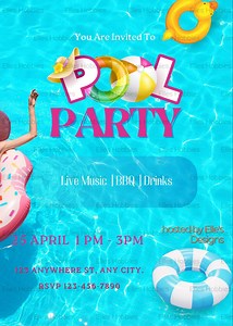 Pool Party Invitation | Editable Digital Download | Mobile & Print Versions Included - Etsy