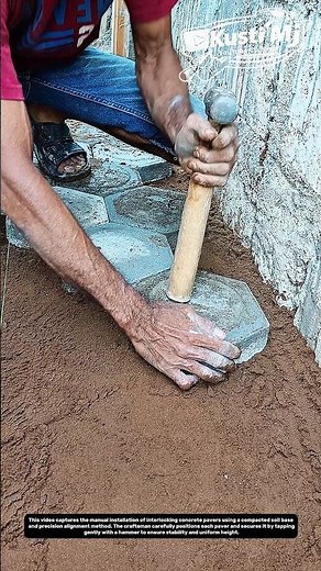 Hand-Set Interlocking Pavers Installation | Traditional Ground Leveling Technique.