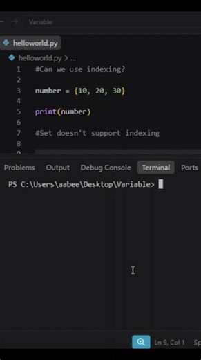 Can We Use Indexing in Python Sets? #pythontutorial #pythonforbeginners #viralshorts