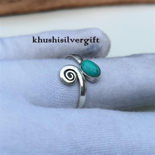 Blue Turquoise Rings~ Adjustable Handmade Jewelry~ Solid 925 Sterling Silver~ Statement Jewelry~ Natural Gemstone~ Gift for Her~ /// - Etsy