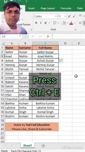 Flash Fill- Full Name