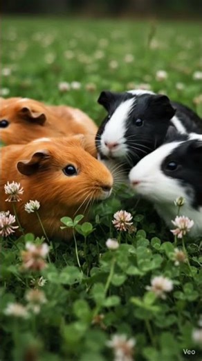Guinea pigs in clover field #cute #guineapig #adorable #pets #shorts