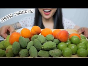 TRYING FRESH GREEN ALMONDS (ASMR EATING SOUNDS) NO TALKING | SAS-ASMR