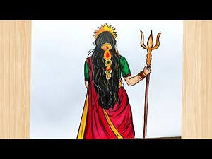 Maa Durga Hand with Trishul Drawing | EasyPencil Sketch Tutorial | Navratri Special Art |Chitra