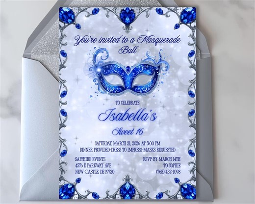 Sweet 16 Masquerade Invitation Digital Sweet 16th Birthday Girl Invitation Masquerade Ball Invitation Sweet Sixteen Invite for Sweet 16 Idea - Etsy