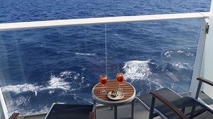 Ocean view balcony on a cruise ship, Caribbean Sea