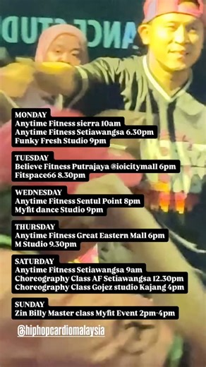 HAZMI FLIP (HIP HOP CARDIO) on Instagram: "Schedule 5th January to 11th January 2026"
