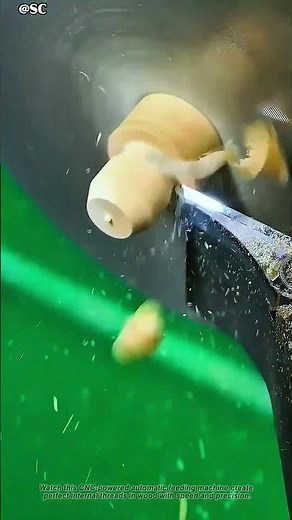 Auto Wood Threading Machine Is Insane 🤯 #CNC #Automation #WoodLathe #Satisfying
