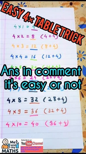 write a 4 table in easy way ! learn addition method #maths #learn #trending #viral #tricks #2k
