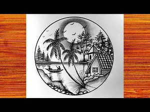 How to drawing summer scenery | Step by step summer scenery drawing for beginners.