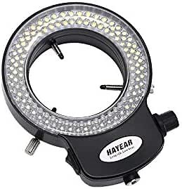 Black 144 LED Bulb Microscope Ring Light Illuminator Adjustable Bright Lamp + Adapter