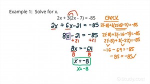How to Solve a Linear Equation with Several Variables on the Same Side & Distribution | Algebra | Study.com