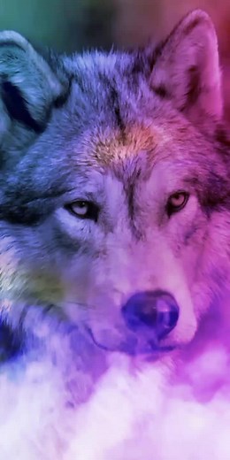 Stunning Close-Up of a Wolf with Psychedelic Filter