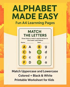 Match the Letters Worksheet: A4 Printable Alphabet Learning Activity (digital Download) - Etsy UK