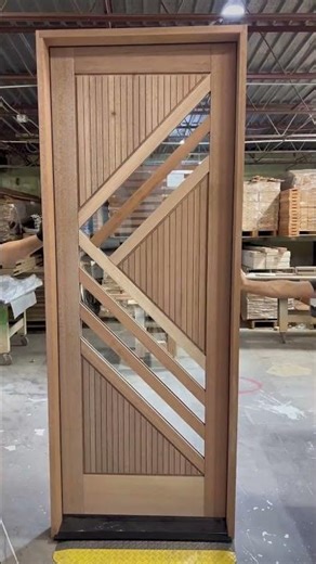 Stunning Mahogany Fluted-7 Artistic Lite Modern Door in Bristol | Custom Single Entry Door