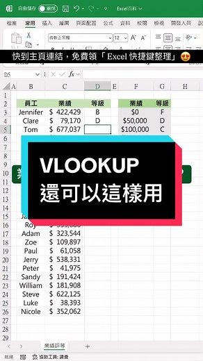 VLOOKUP 還可以這樣用 - Excel 百科 這次分享有幫助的話 可以在留言區打「學會了😉」讓我們知道 — 如果你想要提早下班... 現在只要 ➡️ 點擊主頁連結 ➡️ 訂閱 Excel 百科電子報 就可以免費領取「35 個 Excel 快捷鍵整理」哦 🥳