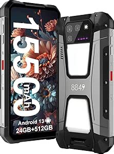 8849 Tank 2 Rugged Smartphone Unlocked, Android 13 Mobile Phone with Projector, 6.79’’ Waterproof Cell Phones 512GB, Dual 4G Sim/24GB RAM/108MP Camera/OTG/WiFi/GPS/Dual Camping Light