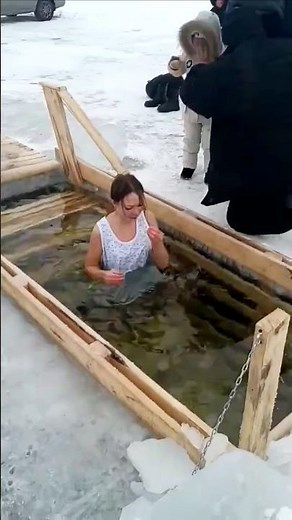part729#IceBath👙in Freezing🧊#Russia❄️Would You Dare😱#Russian Ice#Water#Challenge💦Her Reaction Says